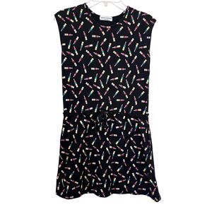 Sonia Rykiel Girls Black Sleeveless Drawstring Dress in Multi Popsicle Print 12